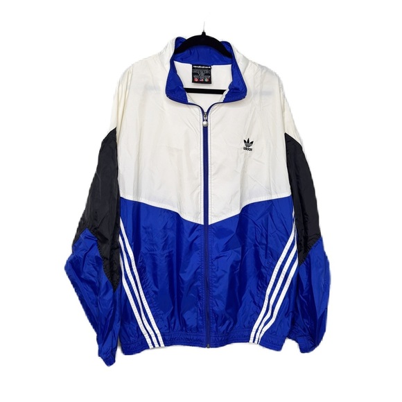 Vintage Adidas Windbreaker Jacket 90s Retro Hooded Trefoil - Picture 1 of 7